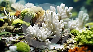 A coral reef that has undergone bleaching and loss of vitality. Impact of ocean water pH change due to Oceanic acidosis. climate photo