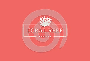 Coral reef logo. Reef on coral background