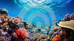 coral reef teeming with exotic marine life