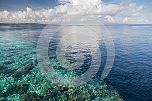 Calm Seas, Blue Sky, and Coral Reef Dropoff photo