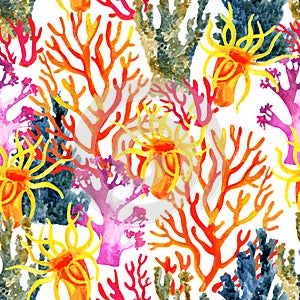 Coral reef watercolor pattern