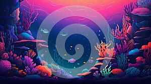 Vibrant Underwater Coral Reef Illustration With Rich Colors