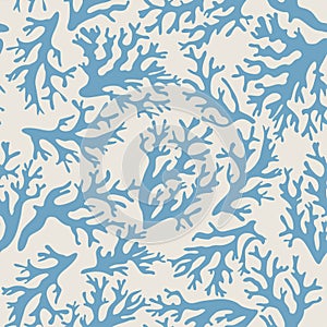 Coral, seashells seamless pattern in vintage style. Vector illustration