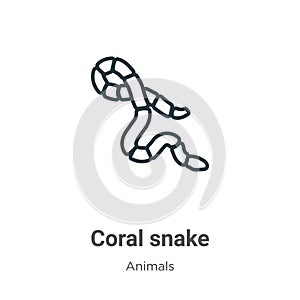 Coral snake outline vector icon. Thin line black coral snake icon, flat vector simple element illustration from editable animals