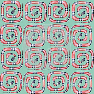 Coral snakes Micrurus lemniscatus geometric seamless pattern