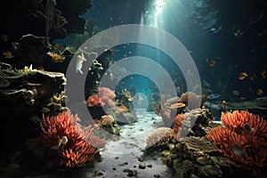 coral spawning event in a protected reef area