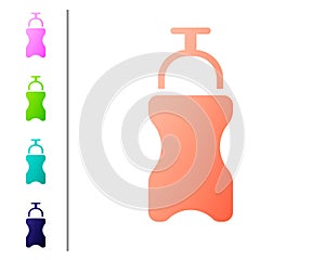 Coral Sport bottle with water icon isolated on white background. Set color icons. Vector