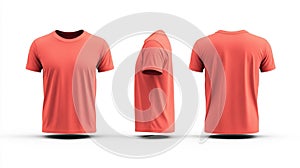 Coral T-Shirt Front Side and Back View Generative AI