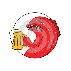 Coral Trout Beer Mug Circle Drawing