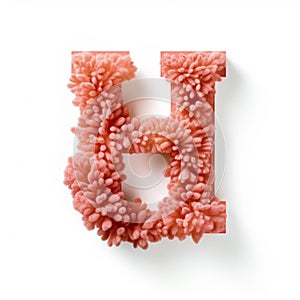 Coral Wood Letter H: Vibrant Floral Ornament Inspired By Hiroshi Nagai