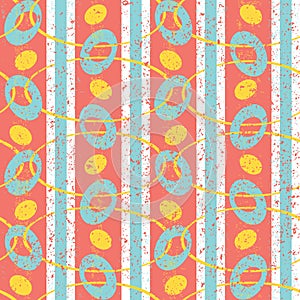 Coral, Yellow and Blue Abstract Geometric Pattern
