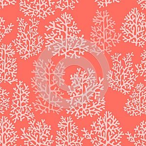 Corals. Bright red vector seamless pattern