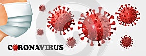 Coranavirus background with virus COVID - photo