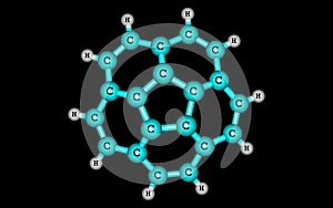 Corannulene molecule isolated on black