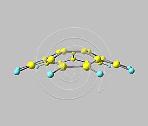 Corannulene molecule isolated on gray