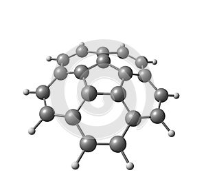 Corannulene molecule isolated on white