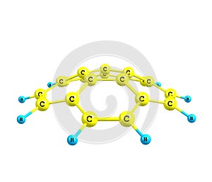 Corannulene molecule isolated on white