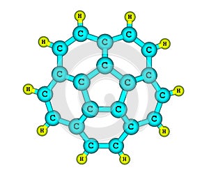 Corannulene molecule isolated on white