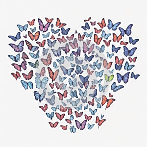Coração ao vento livre de borboletas