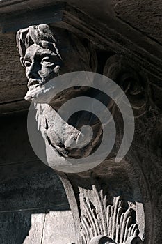 Corbel on the old building on Market Square in Lviv, Ukraine