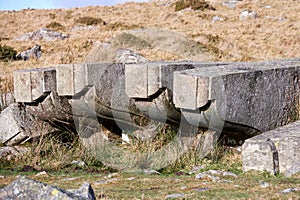 Corbels for old London Bridge abandoned on Dartmoor England.