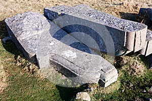 Corbels for old London Bridge abandoned on Dartmoor England.