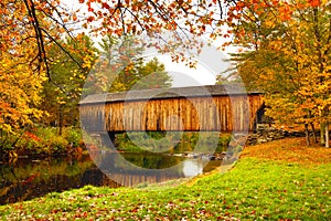 Corbin covered bridge over Sugar River in Newport, New Hampshire photo