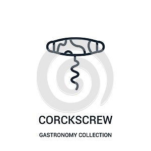 corckscrew icon vector from gastronomy collection collection. Thin line corckscrew outline icon vector illustration