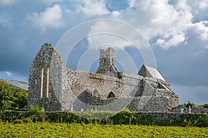 Corcomroe Abbey in the morning, Cistercian monastery located in the north of the Burren region of County Clare, Ireland