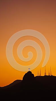 Corcovado Jesus Statue after sunset in Rio de Janeiro, Brazil.