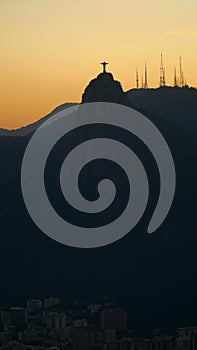 Corcovado Jesus Statue after sunset in Rio de Janeiro, Brazil.