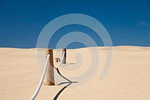 Cord barrier in desert