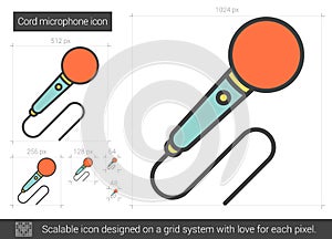 Cord microphone line icon.