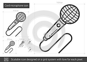 Cord microphone line icon.