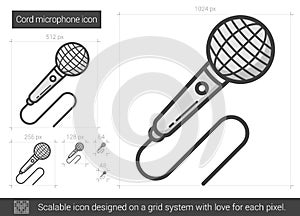 Cord microphone line icon.