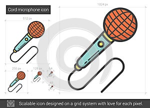 Cord microphone line icon.