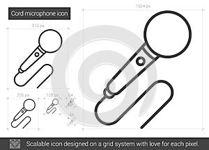 Cord microphone line icon.