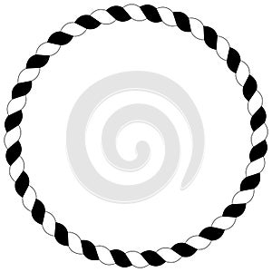 Cord or rope vector circle Symbol in black and white.