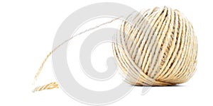 Cord skein, jute roll, traditional ball isolated on white background