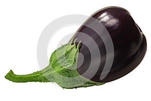 Cordate eggplant or aubergine whole, isolated.  Solanum melongena fruit