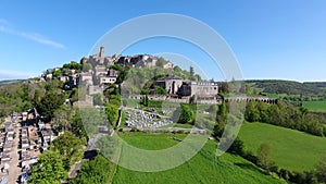 Cordes-sur-Ciel, a village in a hill Occitanie, Southern France