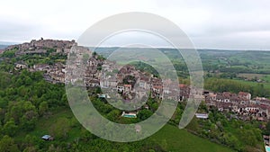 Cordes-sur-Ciel, a village in a hill Occitanie, Southern France