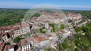 Cordes-sur-Ciel, a village in a hill Occitanie, Southern France