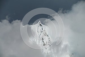 Cordillera Blanca, mountain in dark clouds