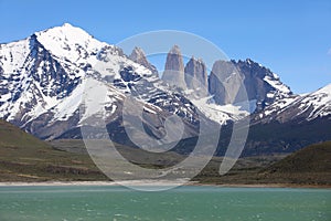 Cordillera Paine in Torres del Paine National Park. Chile