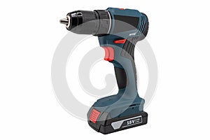 Cordless battery screwdriver drill isolated on white background. New cordless professional screwdriver isolated