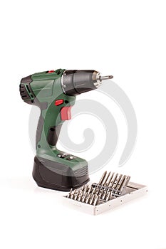 Cordless drill driver isolated on the white background