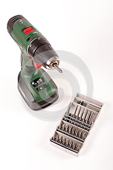 Cordless drill driver isolated on the white background