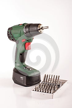 Cordless drill driver isolated on the white background