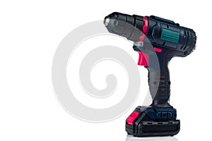 Cordless drill isolated on white background.